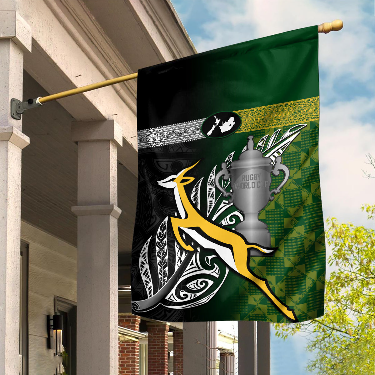 New Zealand and South Africa Rugby Garden Flag 2023 World Cup Final All Black Springboks Together - Vibe Hoodie Shop