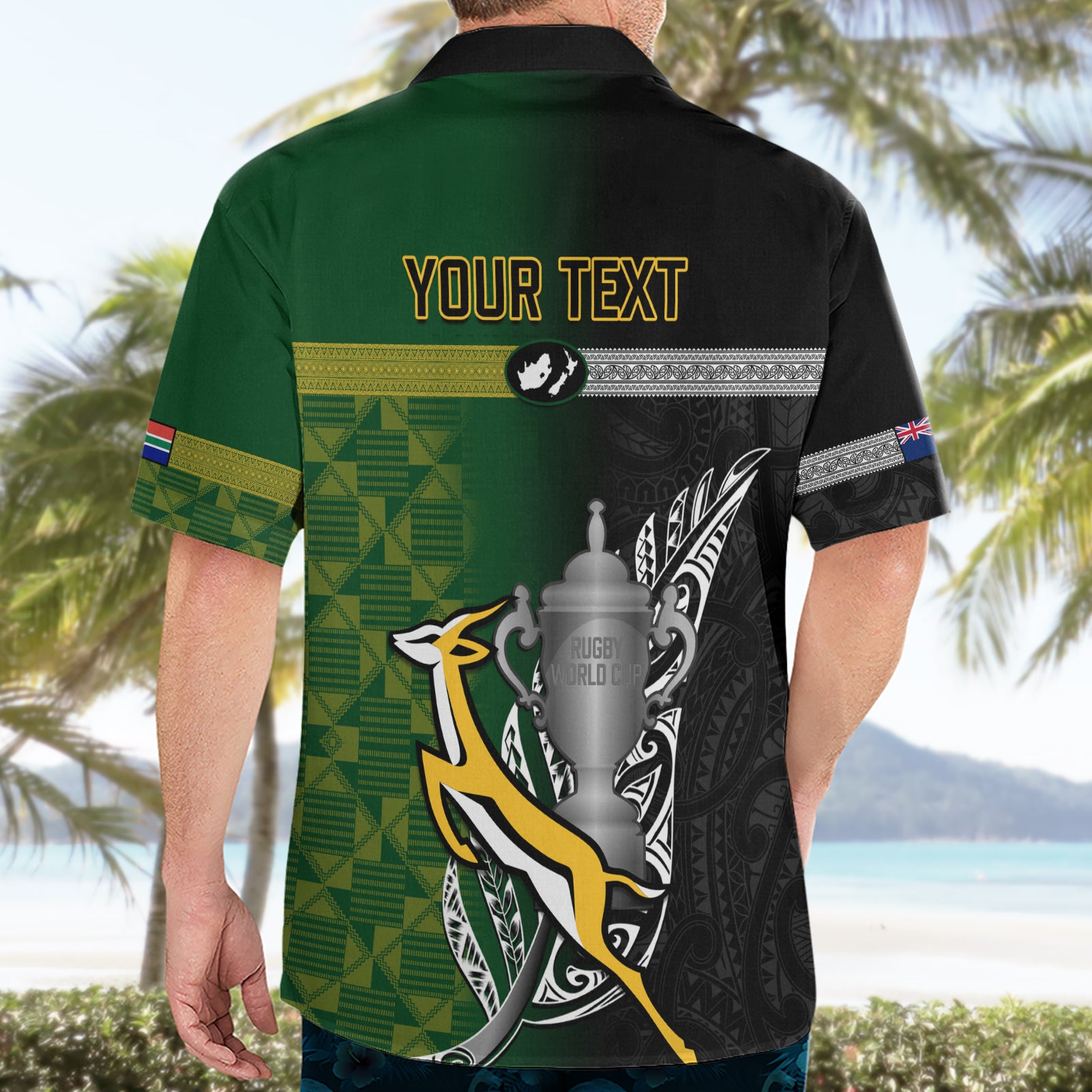 Personalised New Zealand and South Africa Rugby Hawaiian Shirt 2023 World Cup Final All Black Springboks Together - Vibe Hoodie Shop