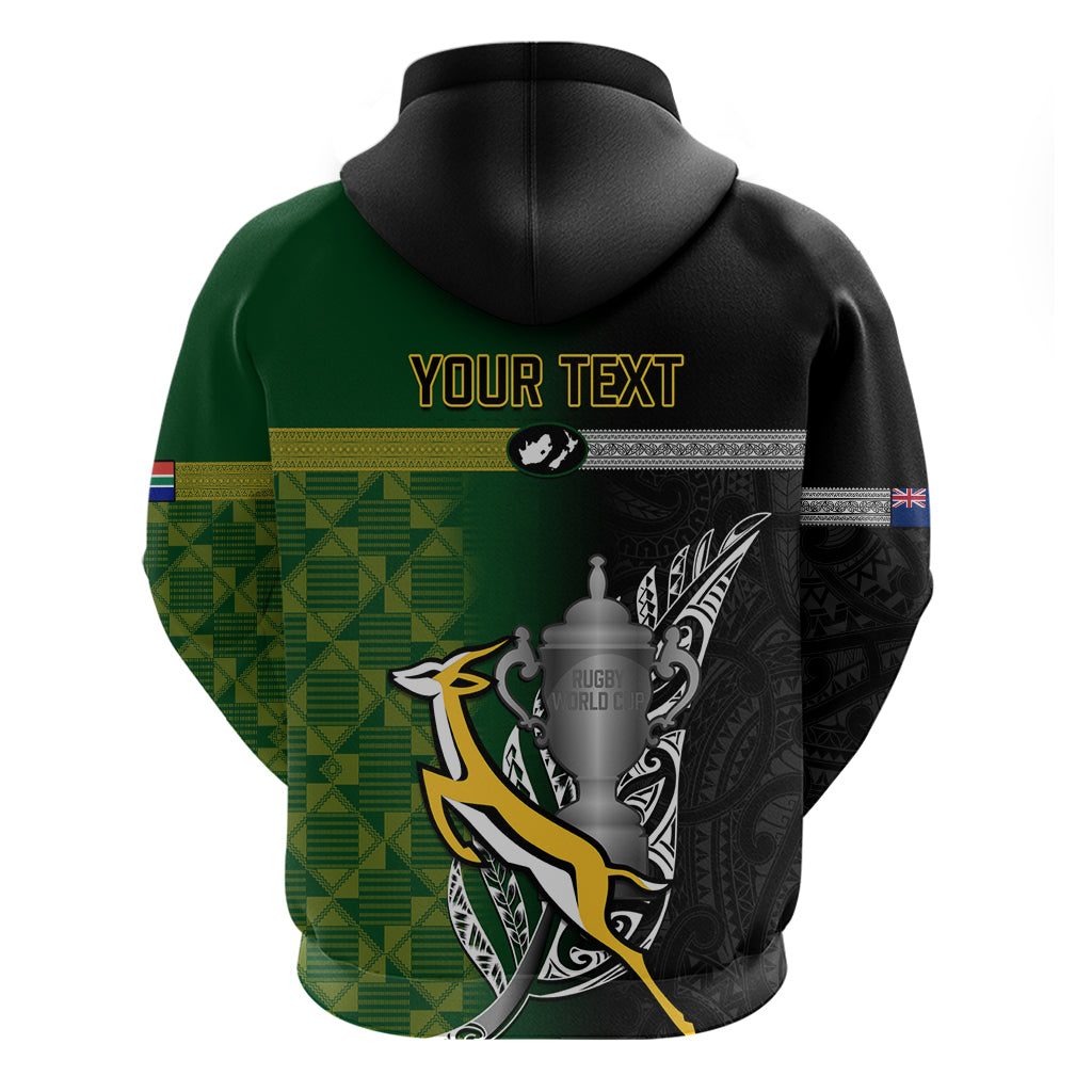 Personalised New Zealand and South Africa Rugby Hoodie 2023 World Cup Final All Black Springboks Together - Vibe Hoodie Shop
