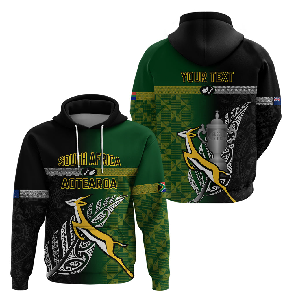 Personalised New Zealand and South Africa Rugby Hoodie 2023 World Cup Final All Black Springboks Together - Vibe Hoodie Shop