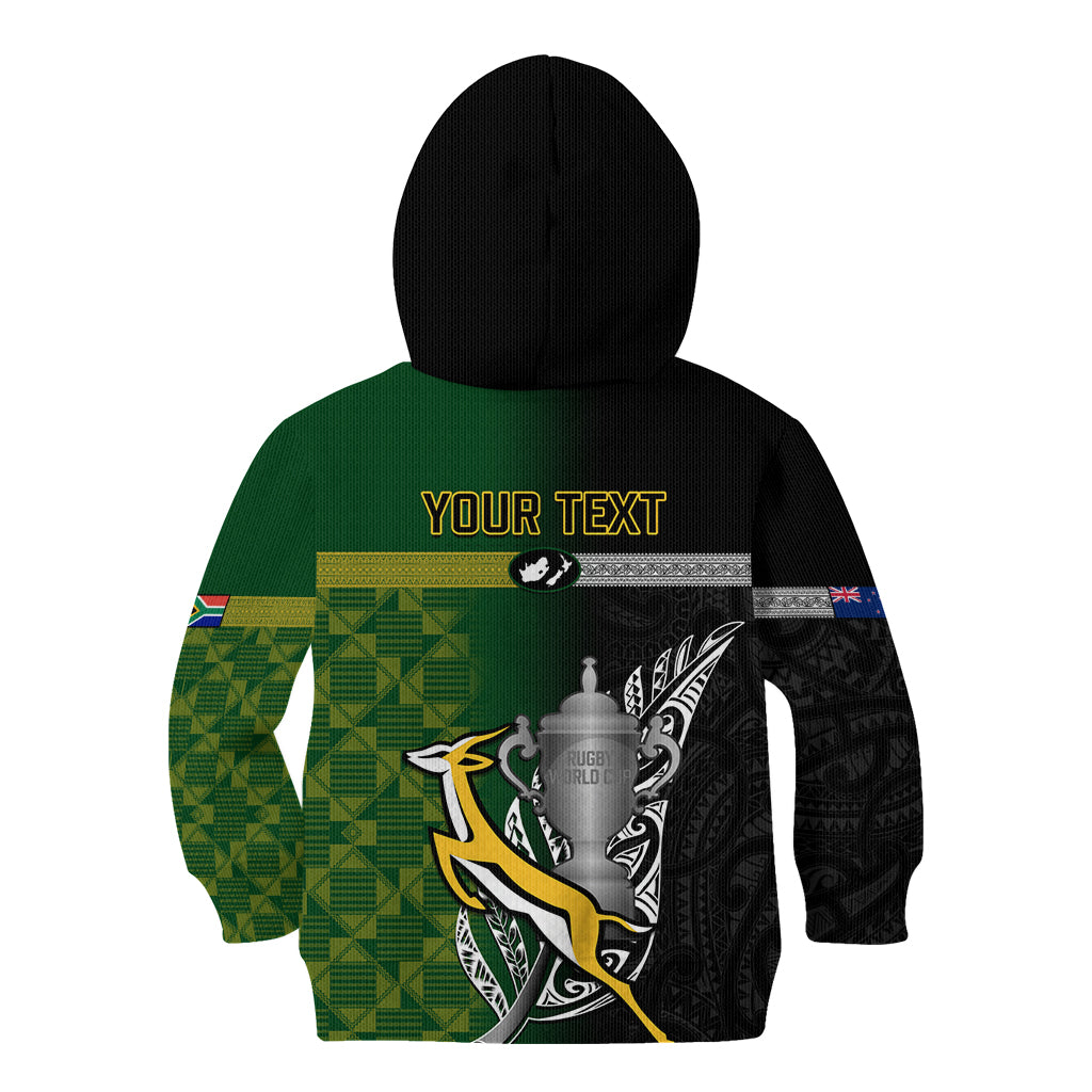 Personalised New Zealand and South Africa Rugby Kid Hoodie 2023 World Cup Final All Black Springboks Together - Vibe Hoodie Shop