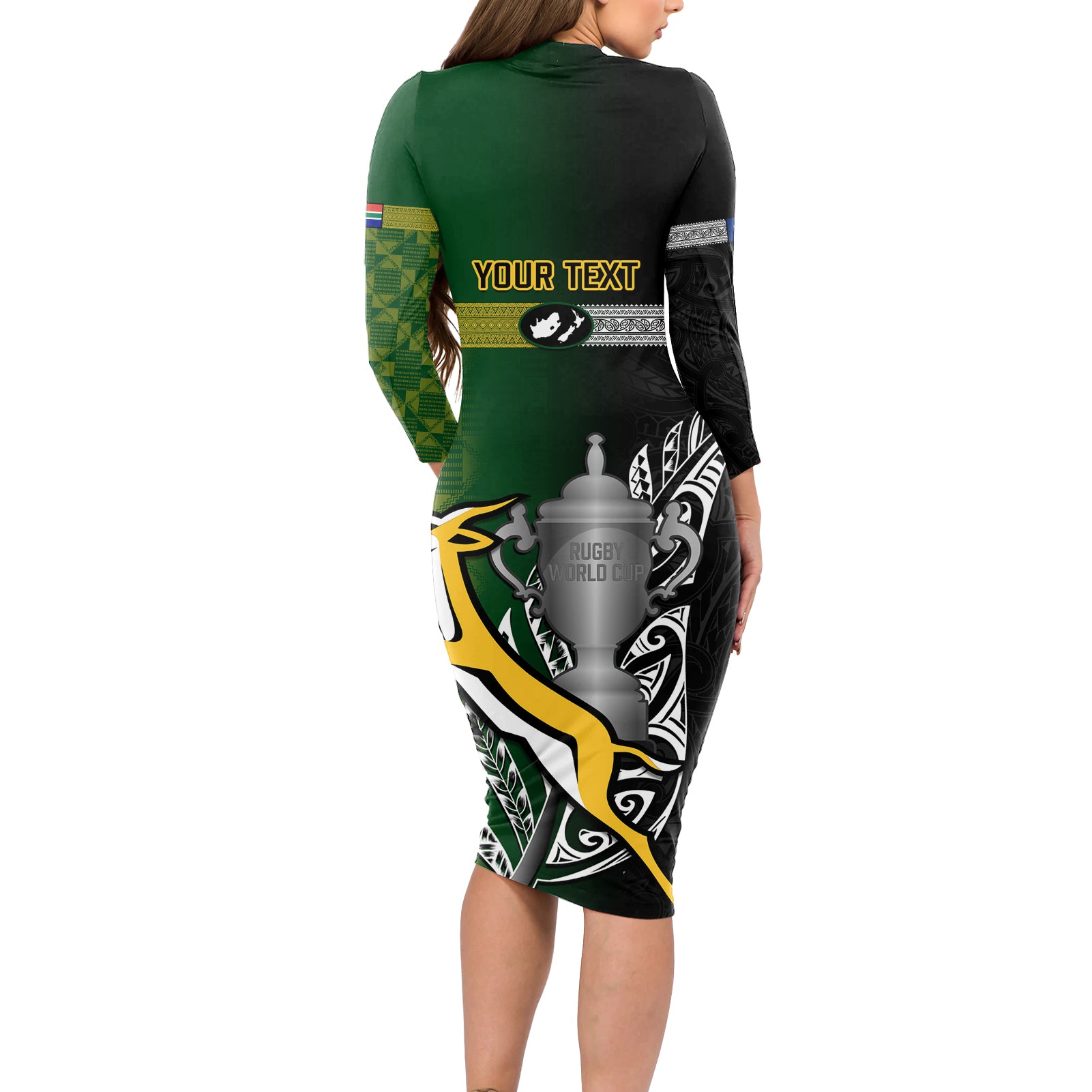 personalised-new-zealand-and-south-africa-rugby-long-sleeve-bodycon-dress-2023-world-cup-final-all-black-springboks-together