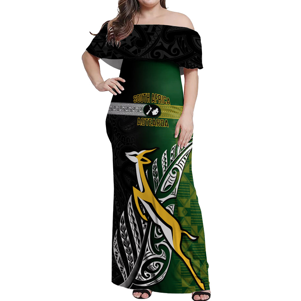 personalised-new-zealand-and-south-africa-rugby-off-shoulder-maxi-dress-2023-world-cup-final-all-black-springboks-together