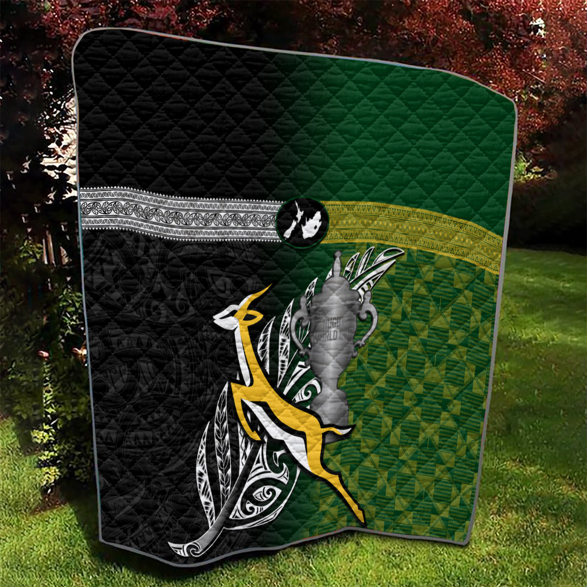 New Zealand and South Africa Rugby Quilt 2023 World Cup Final All Black Springboks Together - Vibe Hoodie Shop