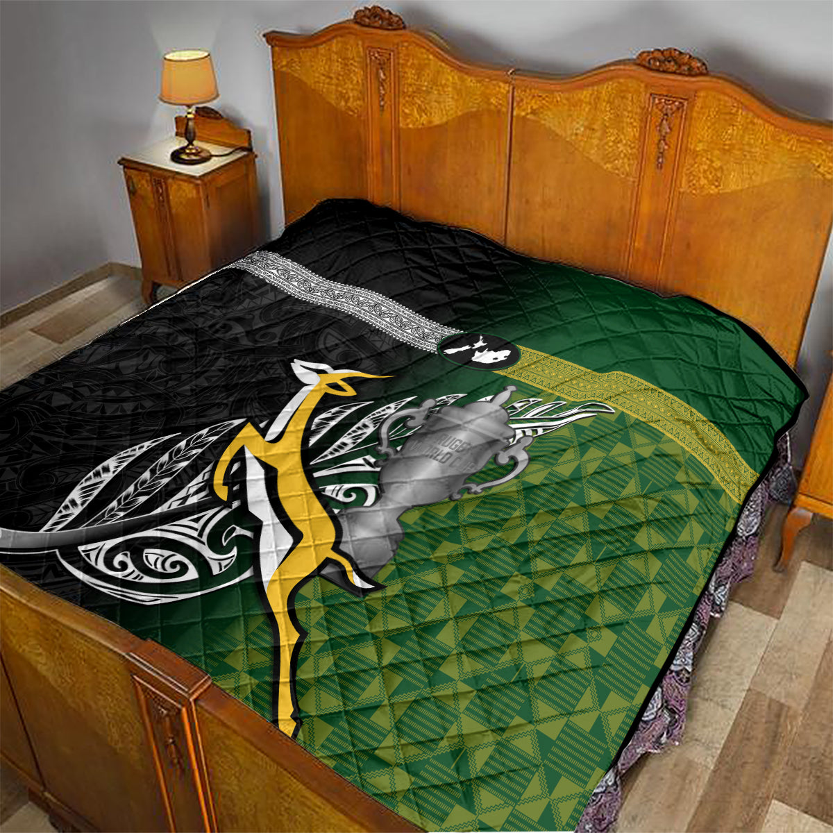 New Zealand and South Africa Rugby Quilt 2023 World Cup Final All Black Springboks Together - Vibe Hoodie Shop