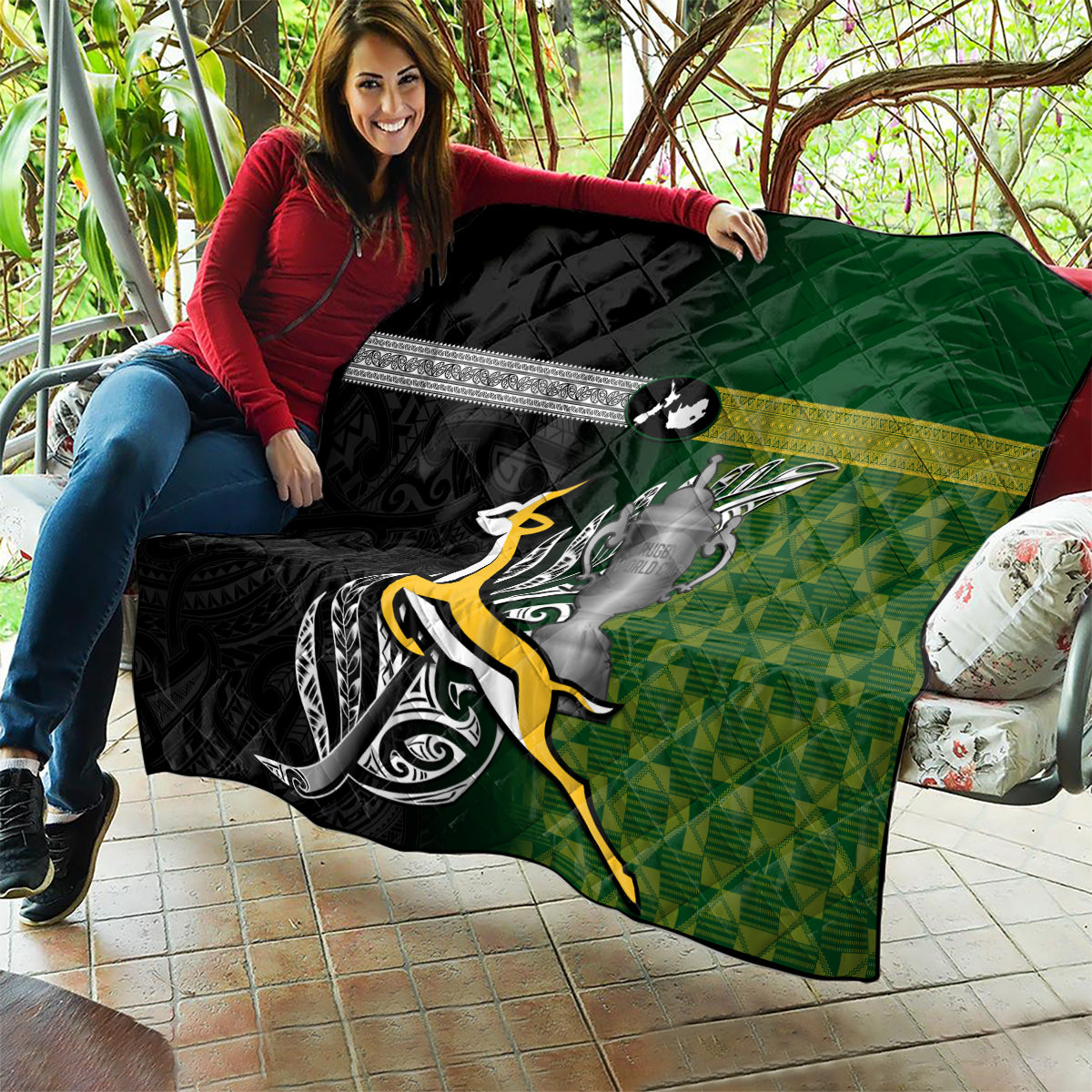 New Zealand and South Africa Rugby Quilt 2023 World Cup Final All Black Springboks Together - Vibe Hoodie Shop