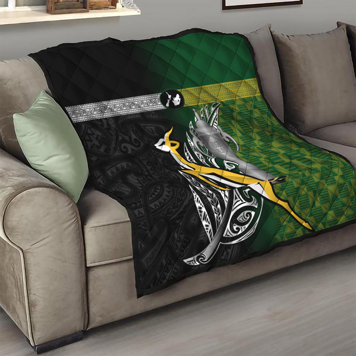 New Zealand and South Africa Rugby Quilt 2023 World Cup Final All Black Springboks Together - Vibe Hoodie Shop