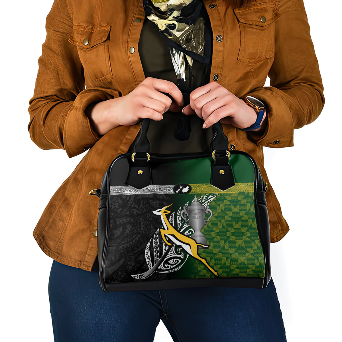 New Zealand and South Africa Rugby Shoulder Handbag 2023 World Cup Final All Black Springboks Together - Vibe Hoodie Shop