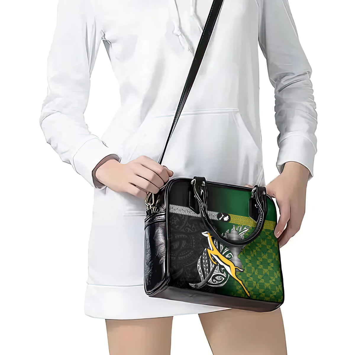 New Zealand and South Africa Rugby Shoulder Handbag 2023 World Cup Final All Black Springboks Together - Vibe Hoodie Shop