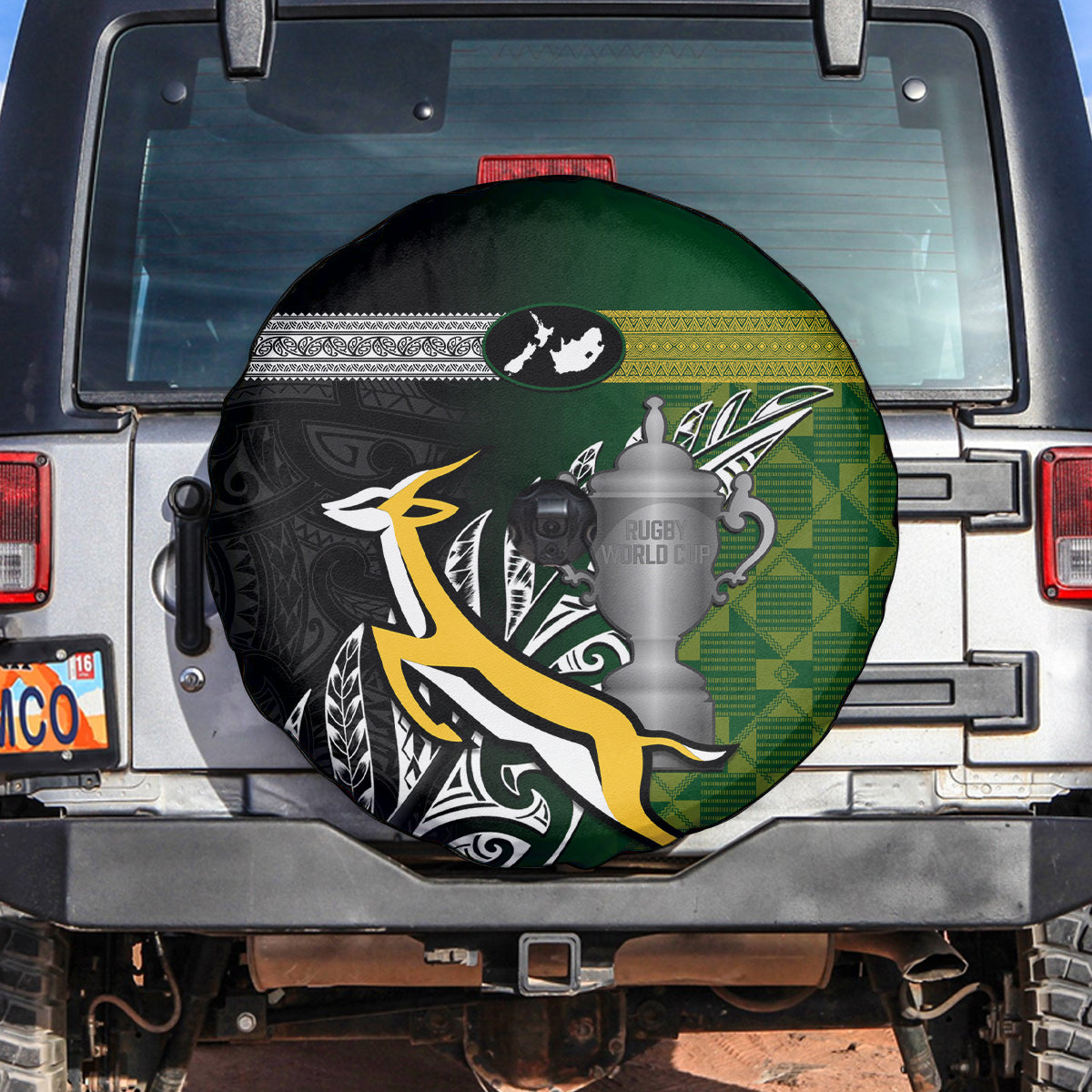 New Zealand and South Africa Rugby Spare Tire Cover 2023 World Cup Final All Black Springboks Together - Vibe Hoodie Shop