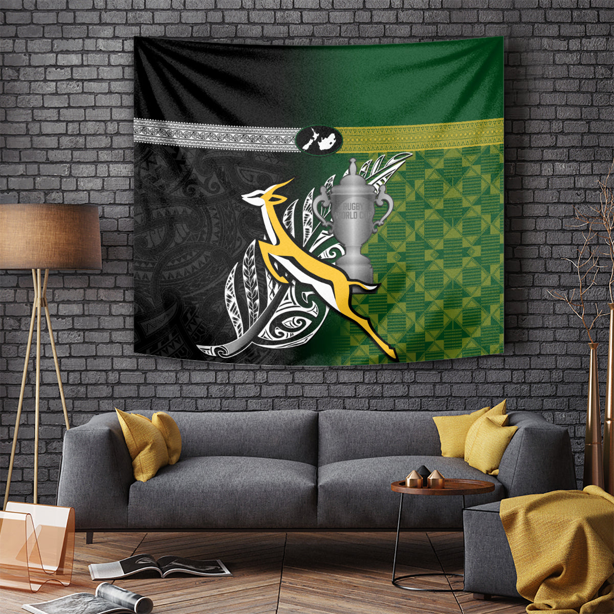 New Zealand and South Africa Rugby Tapestry 2023 World Cup Final All Black Springboks Together - Vibe Hoodie Shop