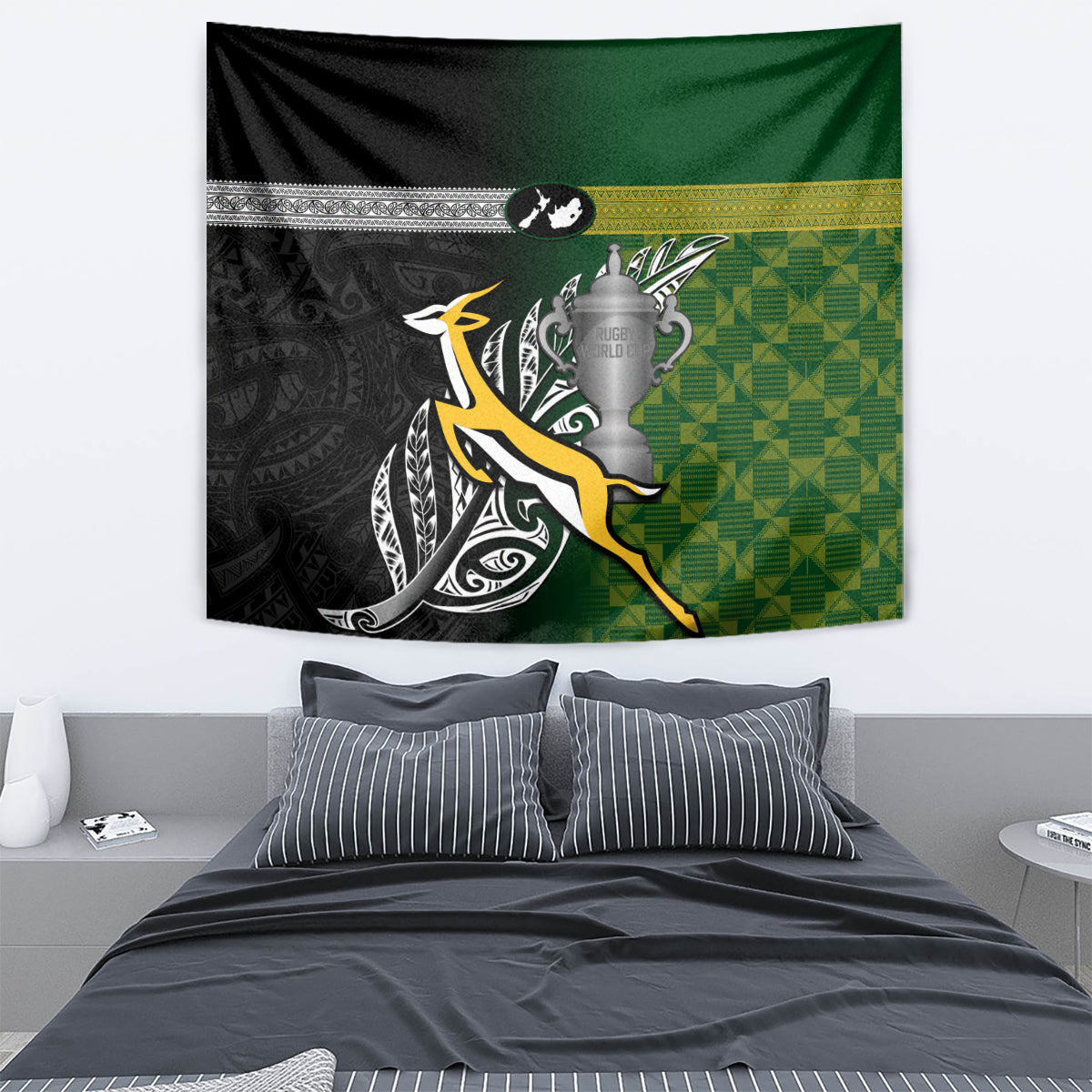 New Zealand and South Africa Rugby Tapestry 2023 World Cup Final All Black Springboks Together - Vibe Hoodie Shop