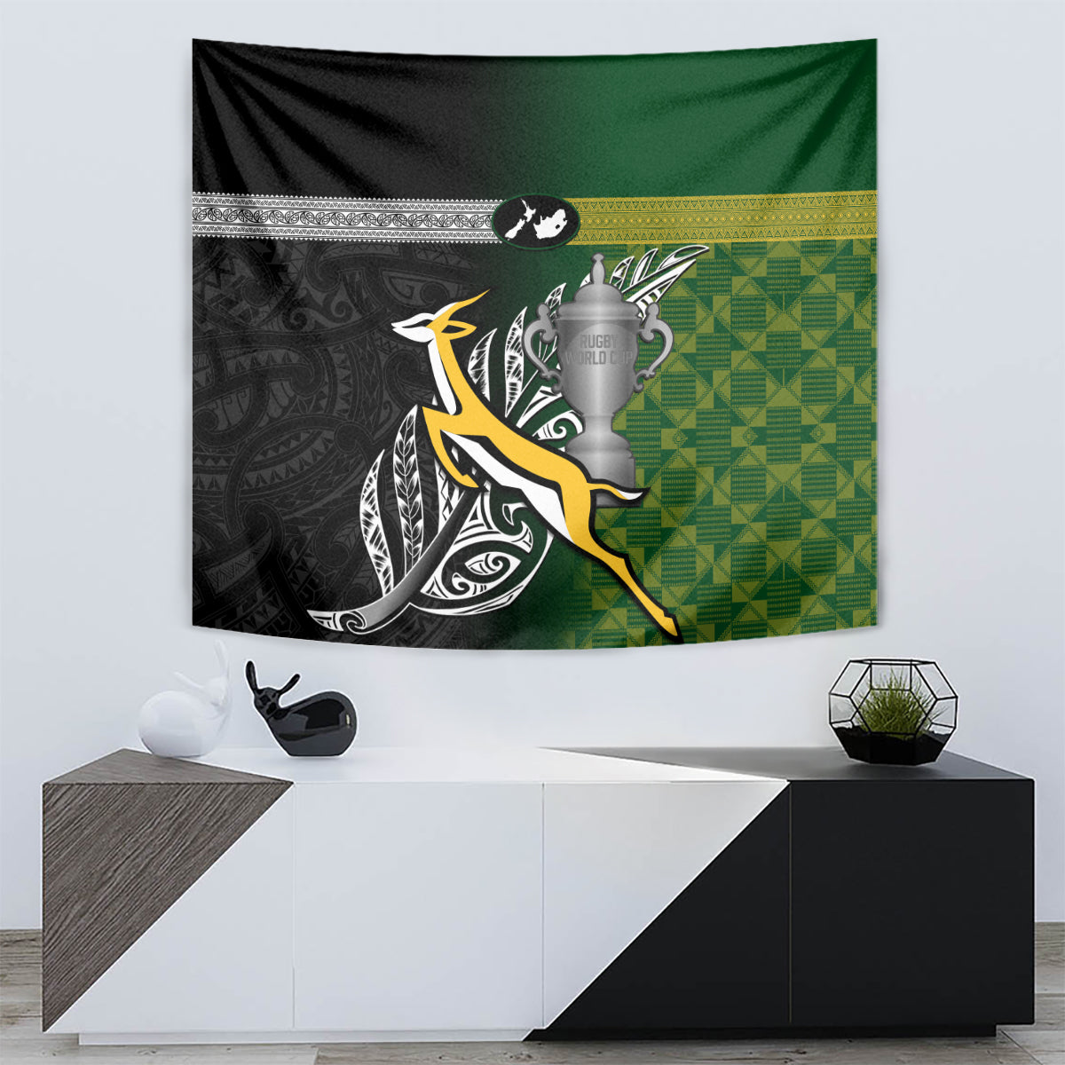 New Zealand and South Africa Rugby Tapestry 2023 World Cup Final All Black Springboks Together - Vibe Hoodie Shop