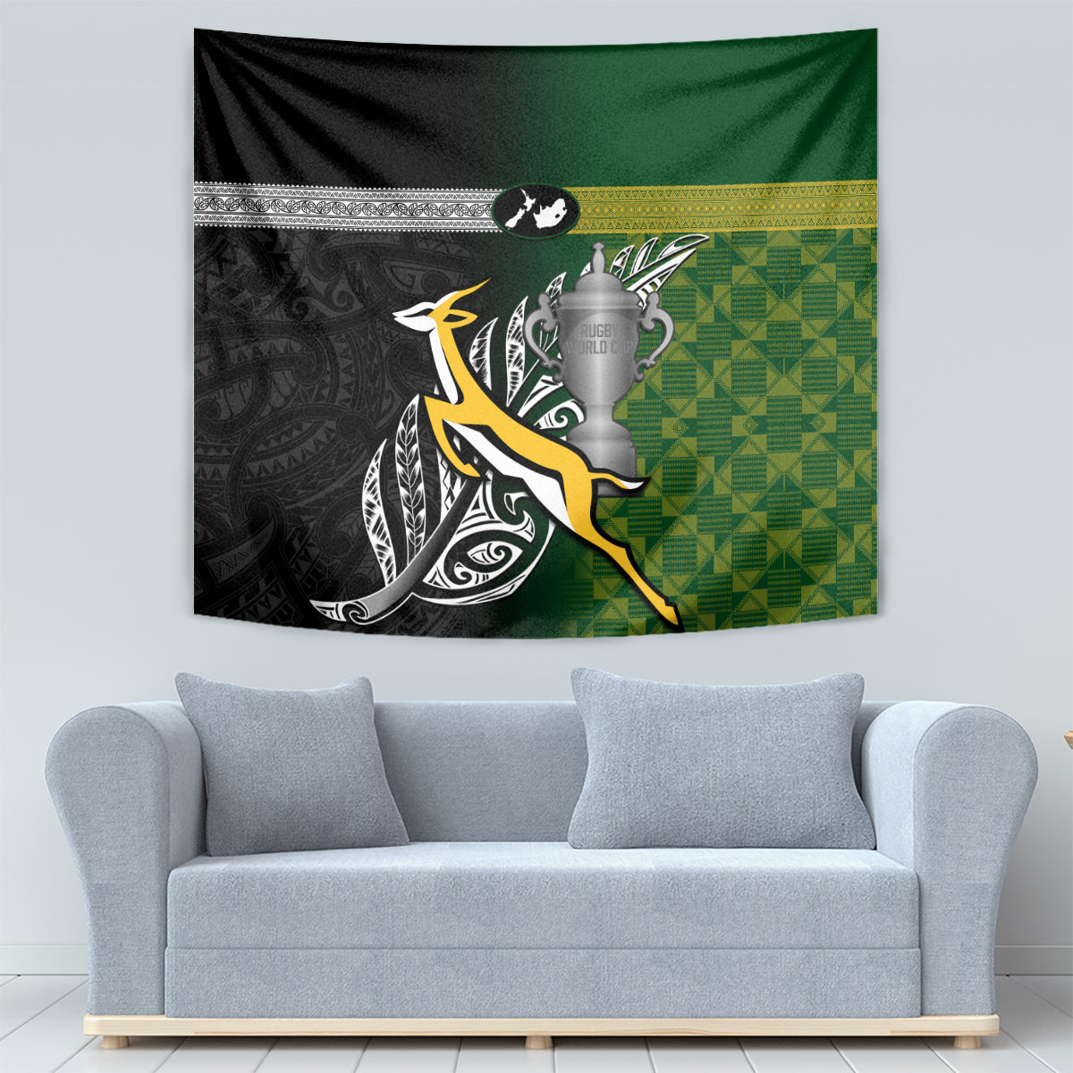 New Zealand and South Africa Rugby Tapestry 2023 World Cup Final All Black Springboks Together - Vibe Hoodie Shop