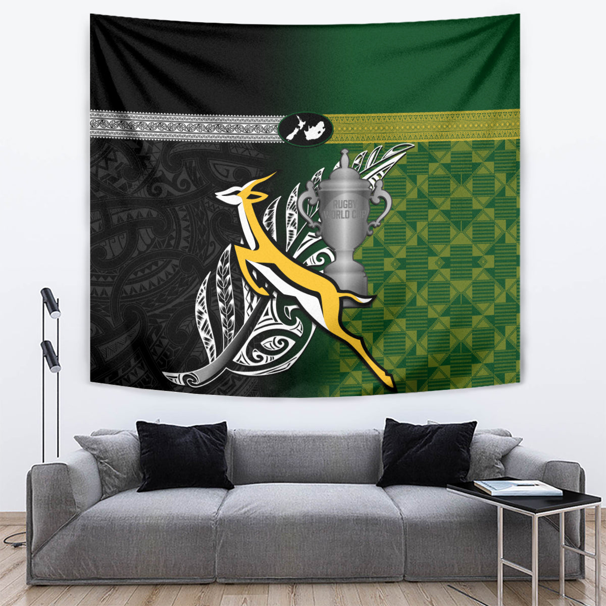 New Zealand and South Africa Rugby Tapestry 2023 World Cup Final All Black Springboks Together - Vibe Hoodie Shop