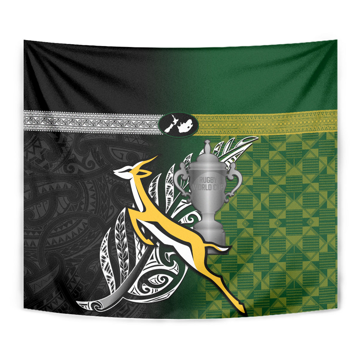 New Zealand and South Africa Rugby Tapestry 2023 World Cup Final All Black Springboks Together - Vibe Hoodie Shop