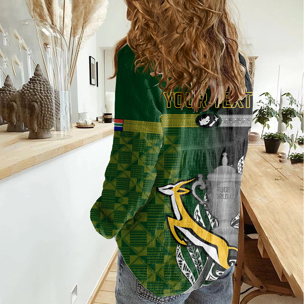 Personalised New Zealand and South Africa Rugby Women Casual Shirt 2023 World Cup Final All Black Springboks Together - Vibe Hoodie Shop