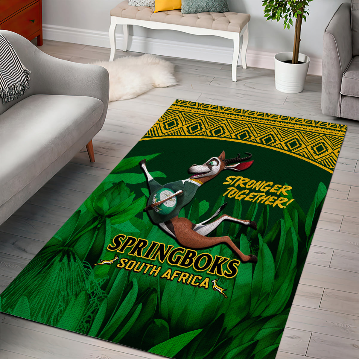 South Africa Rugby Area Rug Go Bokke World Cup Champions History - Vibe Hoodie Shop