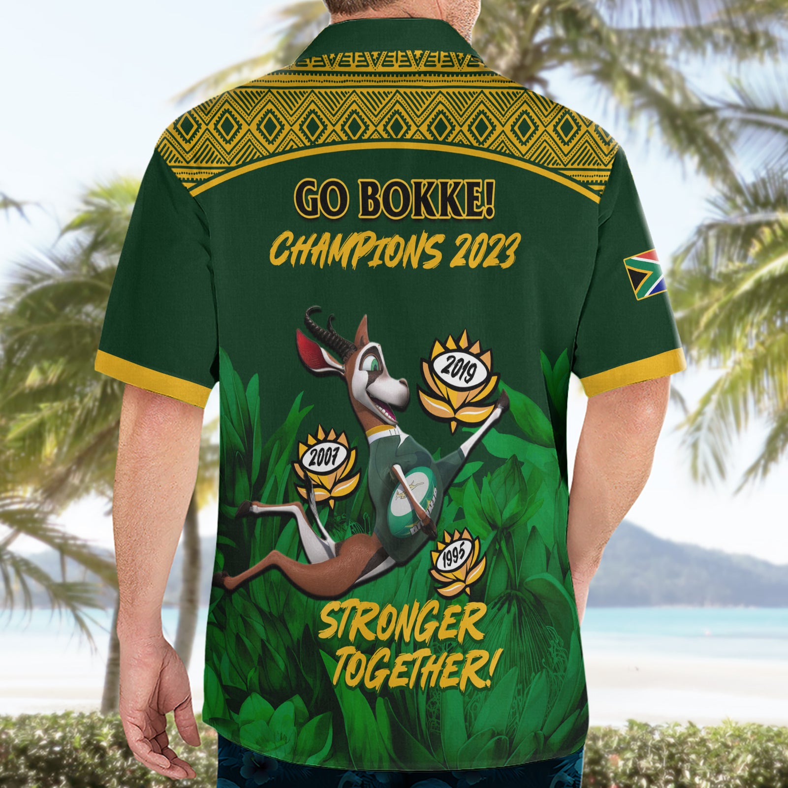 South Africa Rugby Hawaiian Shirt Go Bokke World Cup Champions History - Vibe Hoodie Shop