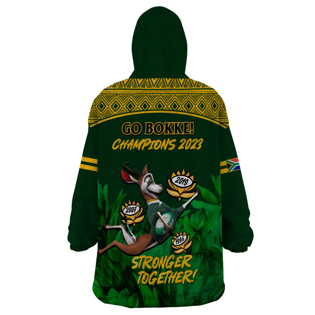 South Africa Rugby Wearable Blanket Hoodie Go Bokke World Cup Champions History - Vibe Hoodie Shop