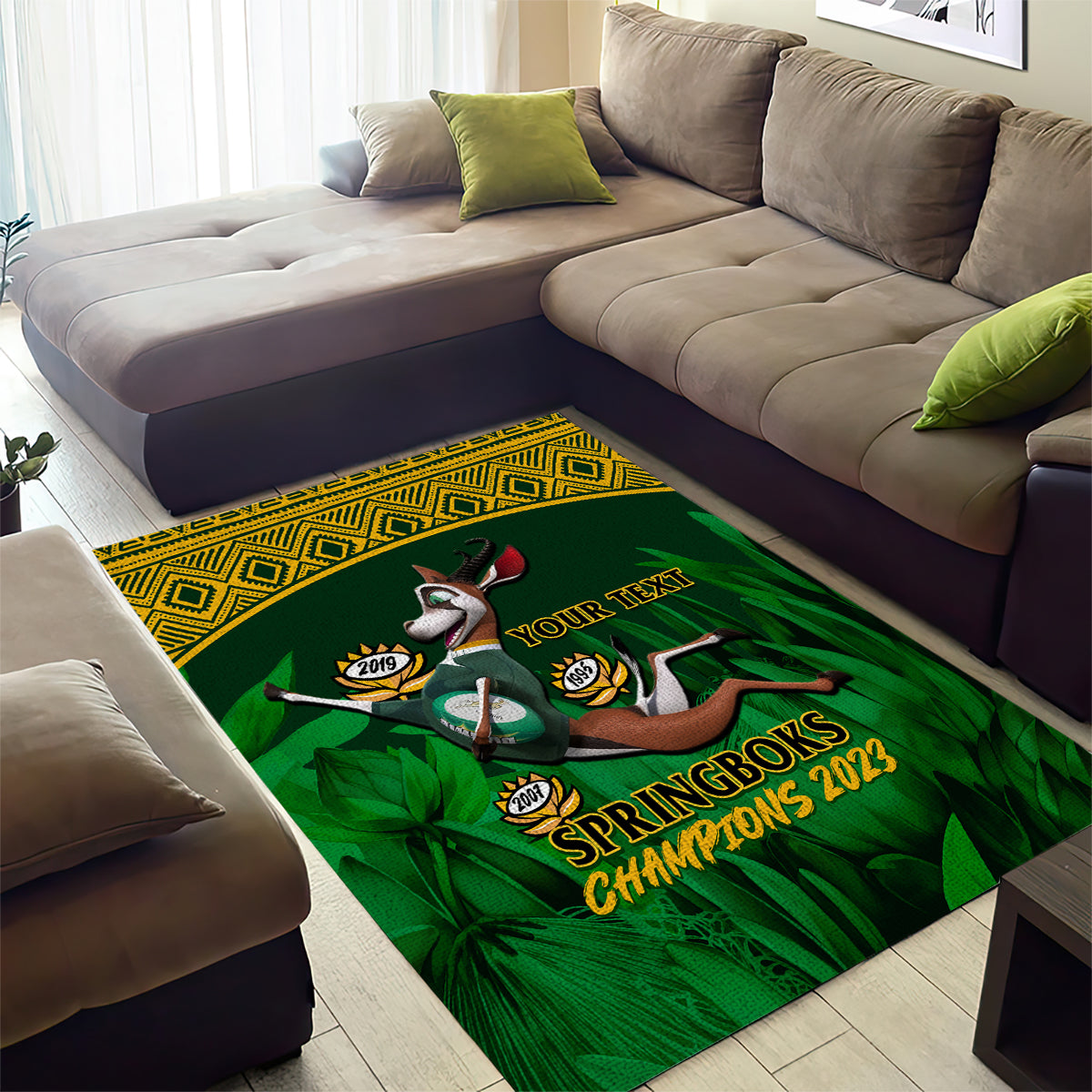 Custom South Africa Rugby Area Rug Go Bokke World Cup Champions History - Vibe Hoodie Shop