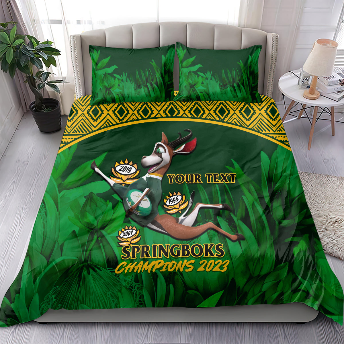 Custom South Africa Rugby Bedding Set Go Bokke World Cup Champions History - Vibe Hoodie Shop