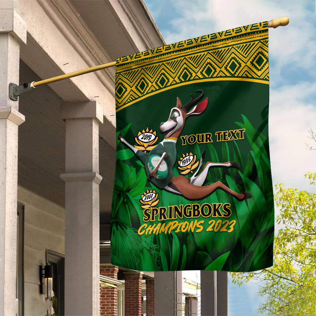 Custom South Africa Rugby Garden Flag Go Bokke World Cup Champions History - Vibe Hoodie Shop