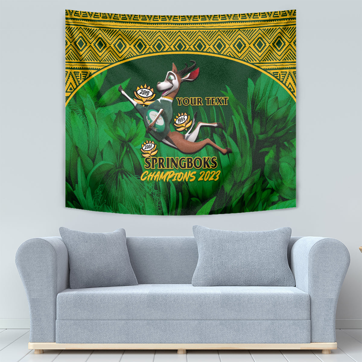 Custom South Africa Rugby Tapestry Go Bokke World Cup Champions History - Vibe Hoodie Shop