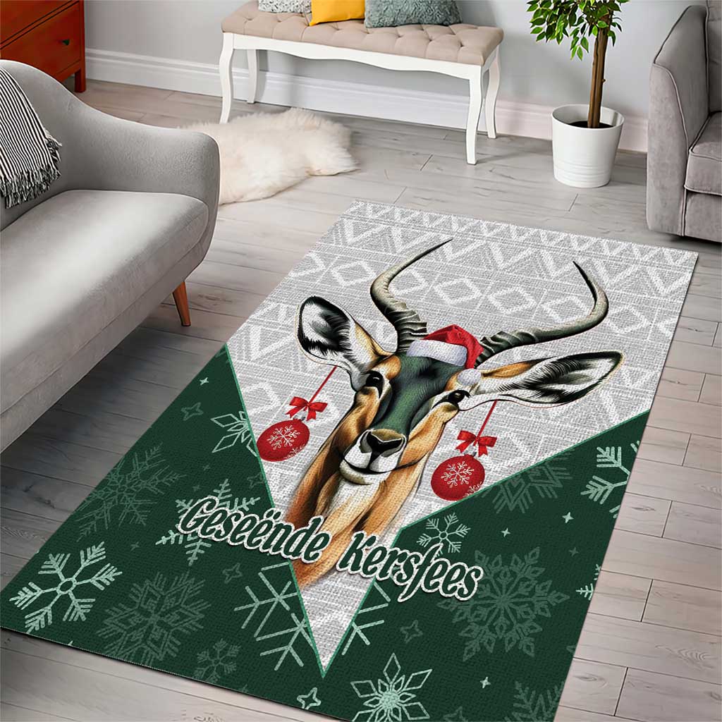 South Africa Springboks Christmas Area Rug Bokke Santa - Geseende Kersfees - Vibe Hoodie Shop