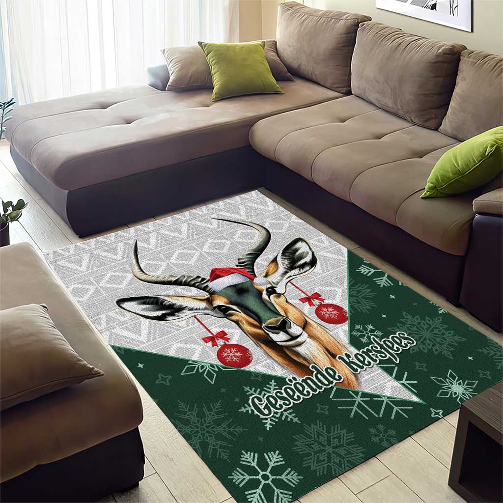 South Africa Springboks Christmas Area Rug Bokke Santa - Geseende Kersfees - Vibe Hoodie Shop