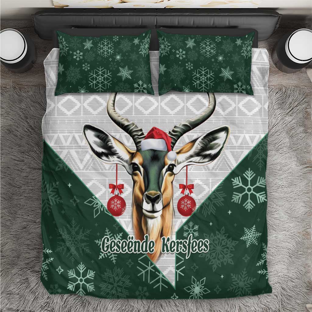 South Africa Springboks Christmas Bedding Set Bokke Santa - Geseende Kersfees - Vibe Hoodie Shop