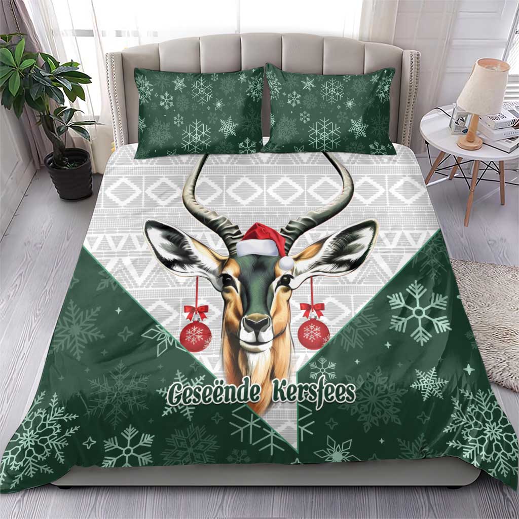 South Africa Springboks Christmas Bedding Set Bokke Santa - Geseende Kersfees - Vibe Hoodie Shop
