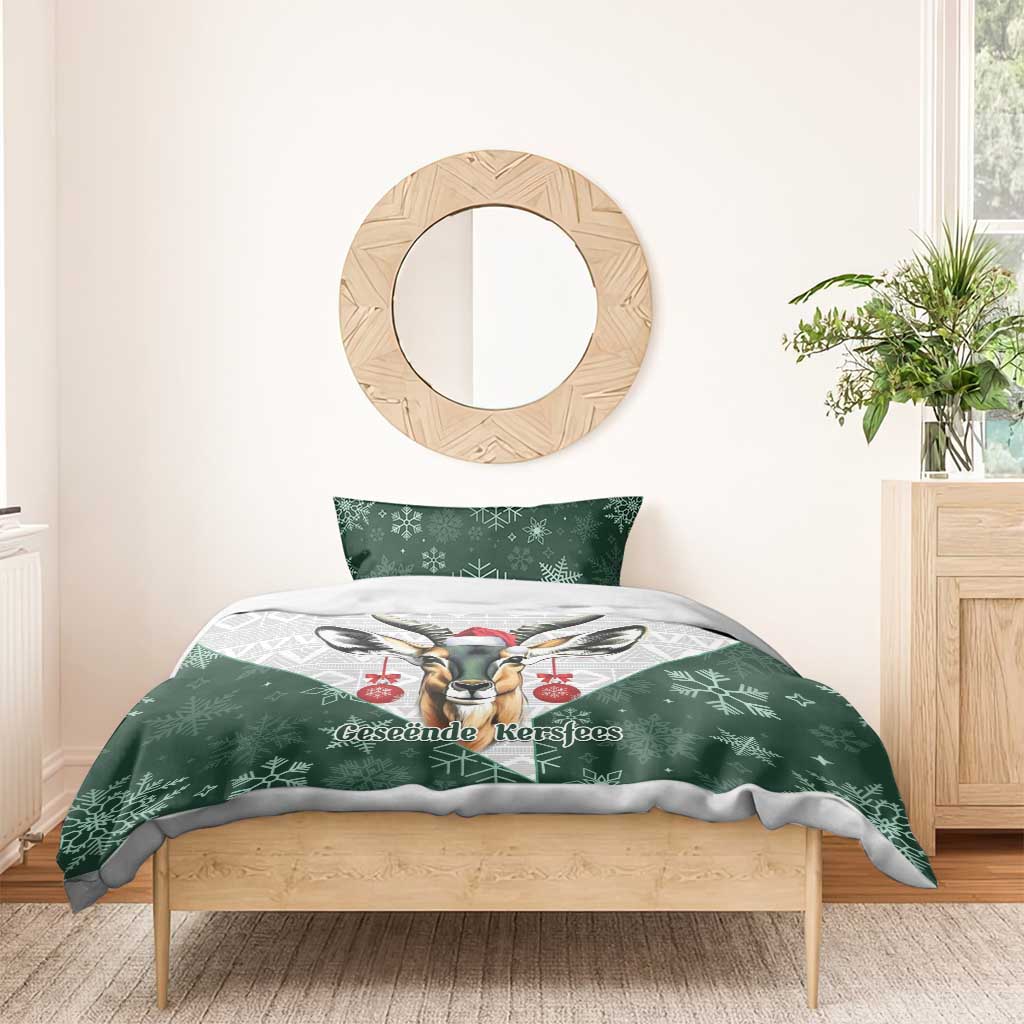 South Africa Springboks Christmas Bedding Set Bokke Santa - Geseende Kersfees - Vibe Hoodie Shop