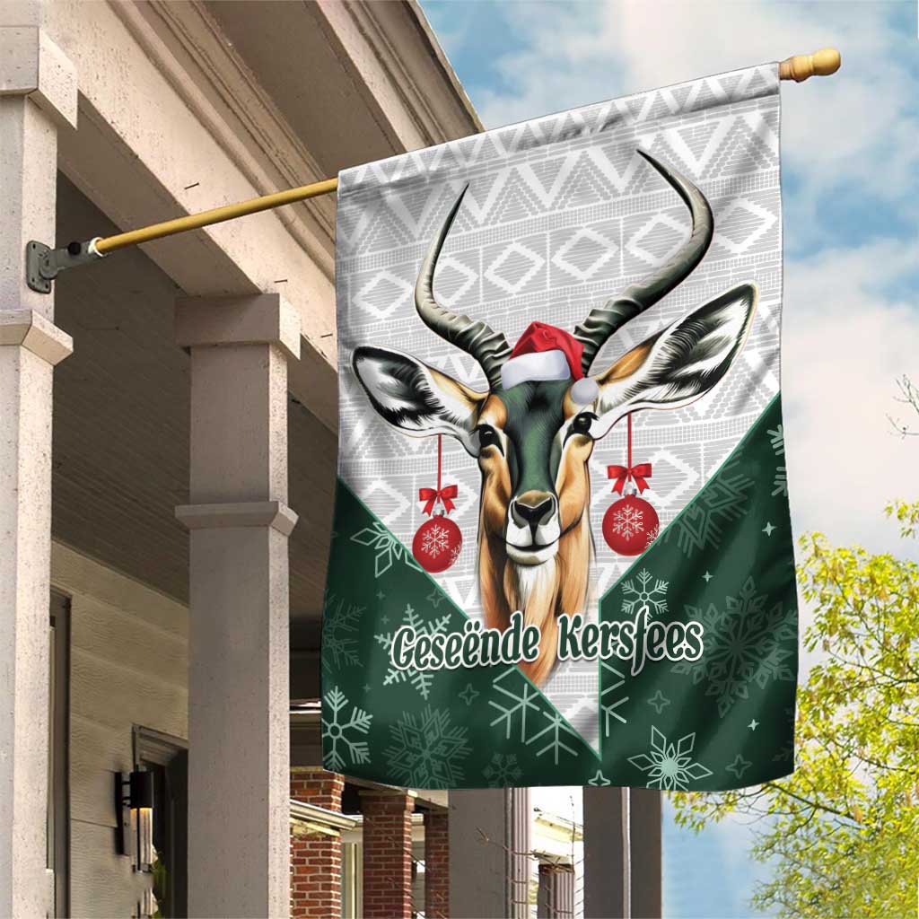 South Africa Springboks Christmas Garden Flag Bokke Santa - Geseende Kersfees - Vibe Hoodie Shop