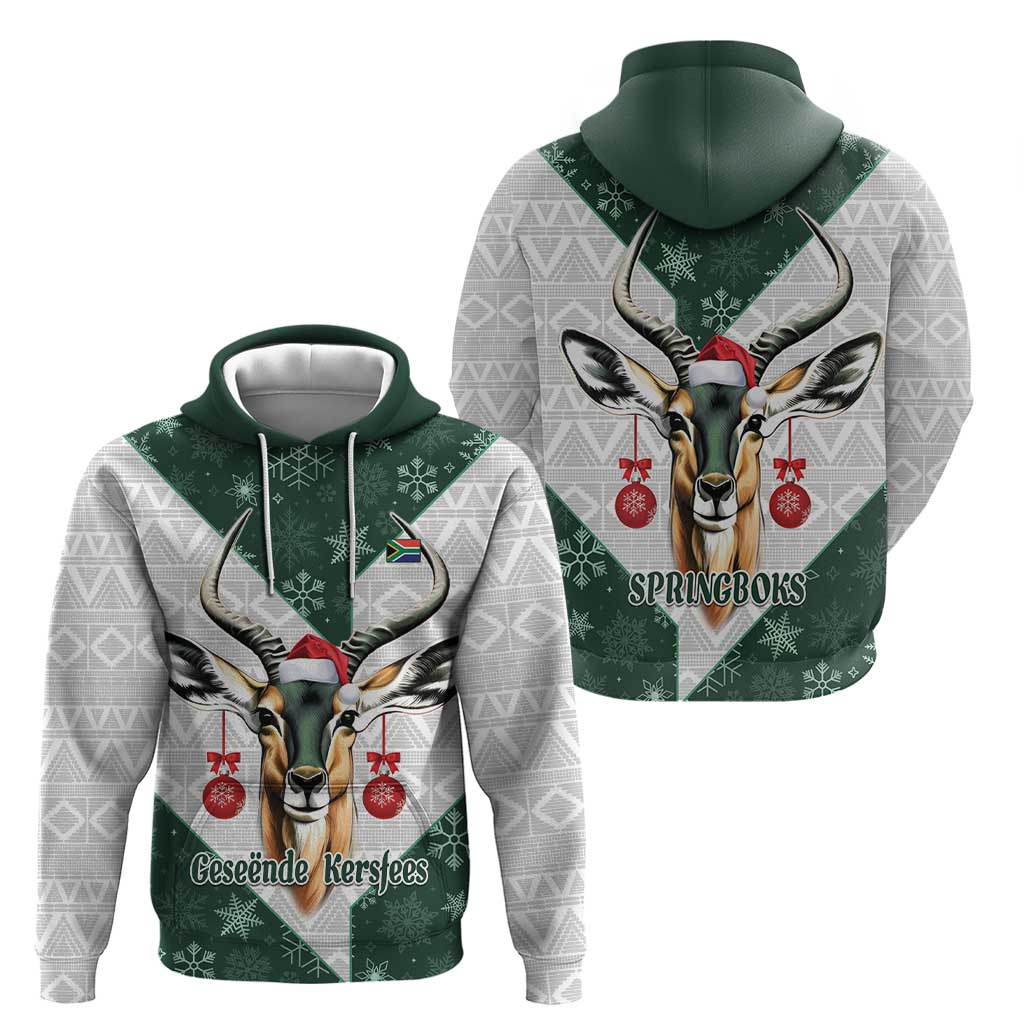 South Africa Springboks Christmas Hoodie Bokke Santa - Geseende Kersfees - Vibe Hoodie Shop