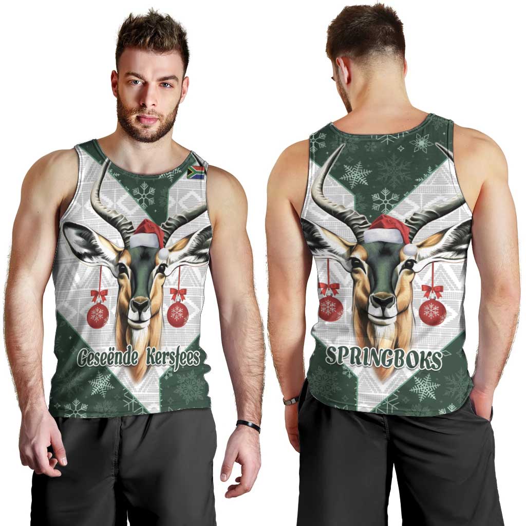 South Africa Springboks Christmas Men Tank Top Bokke Santa - Geseende Kersfees - Vibe Hoodie Shop