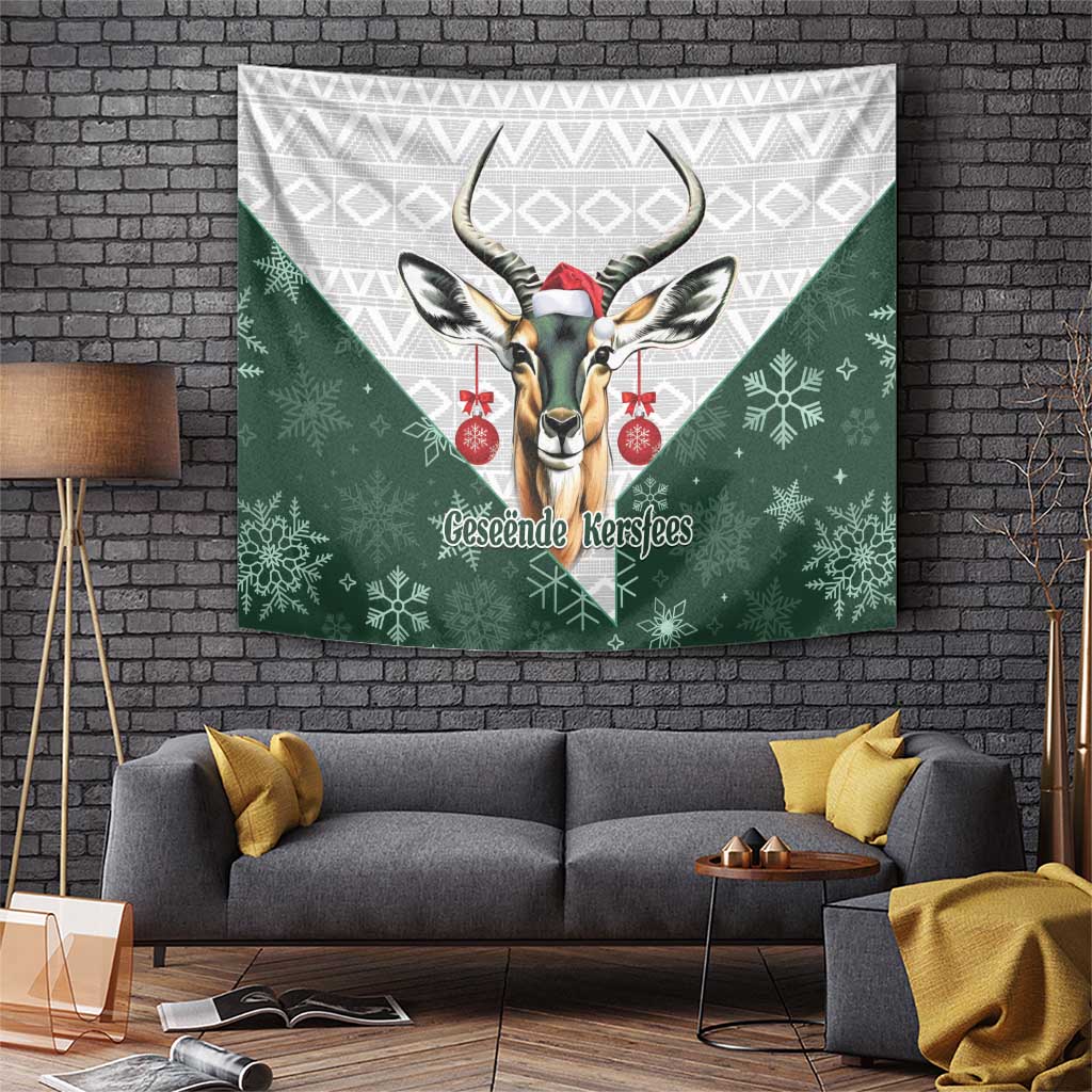 South Africa Springboks Christmas Tapestry Bokke Santa - Geseende Kersfees - Vibe Hoodie Shop