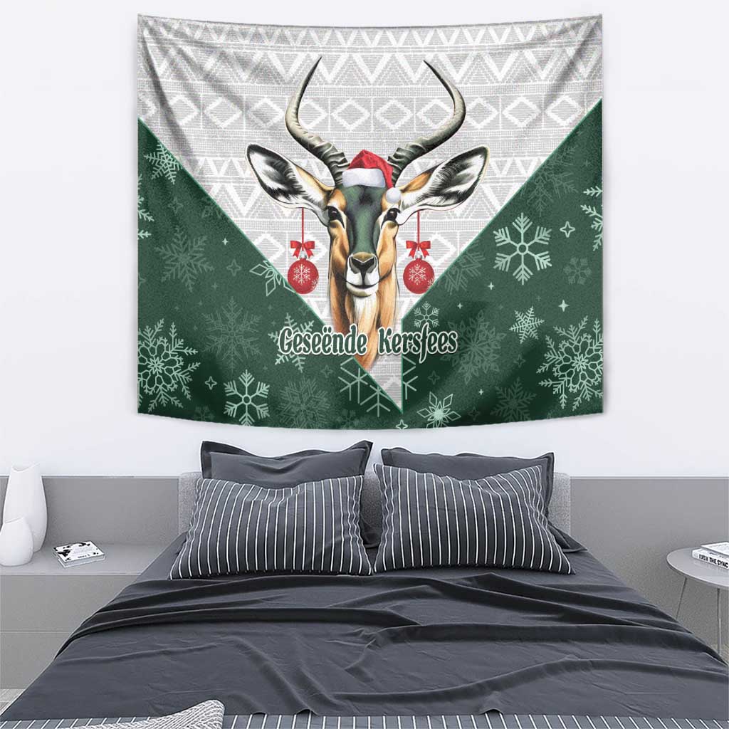 South Africa Springboks Christmas Tapestry Bokke Santa - Geseende Kersfees - Vibe Hoodie Shop