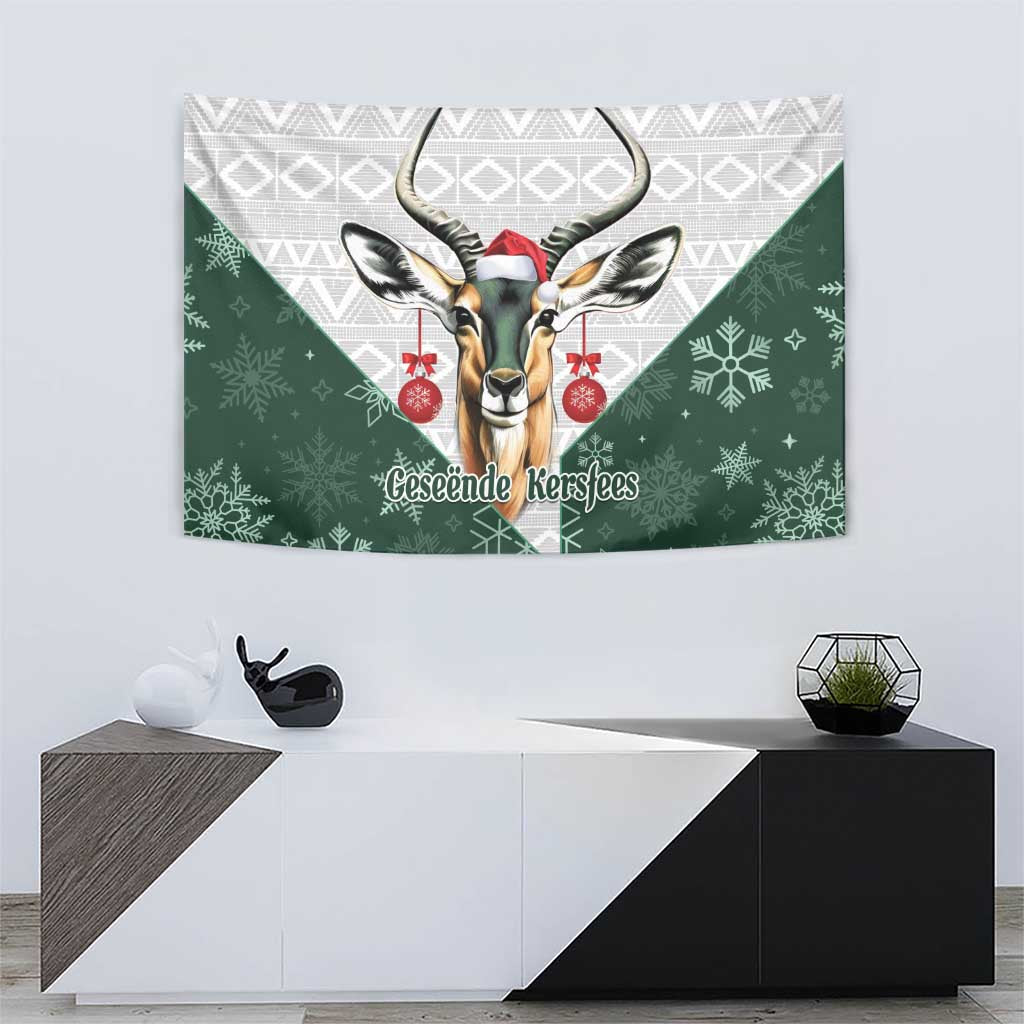 South Africa Springboks Christmas Tapestry Bokke Santa - Geseende Kersfees - Vibe Hoodie Shop