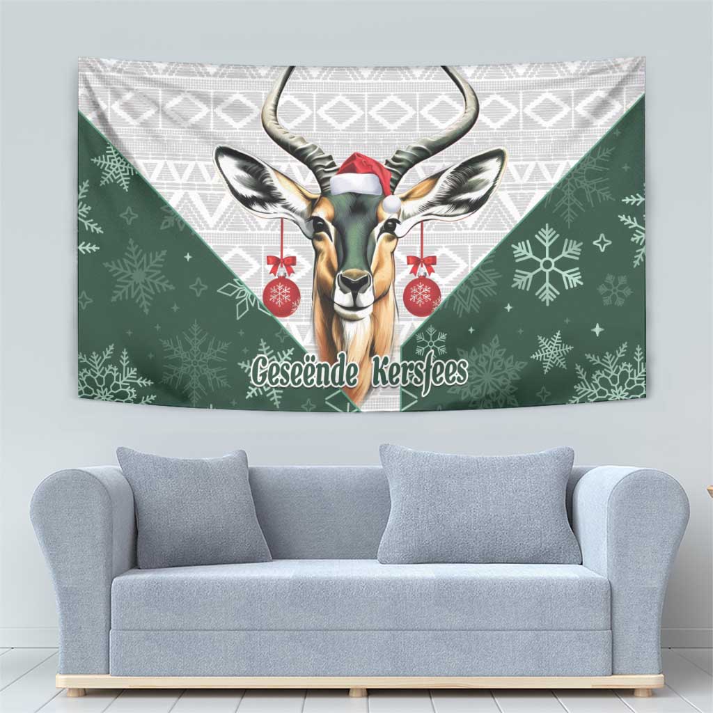 South Africa Springboks Christmas Tapestry Bokke Santa - Geseende Kersfees - Vibe Hoodie Shop