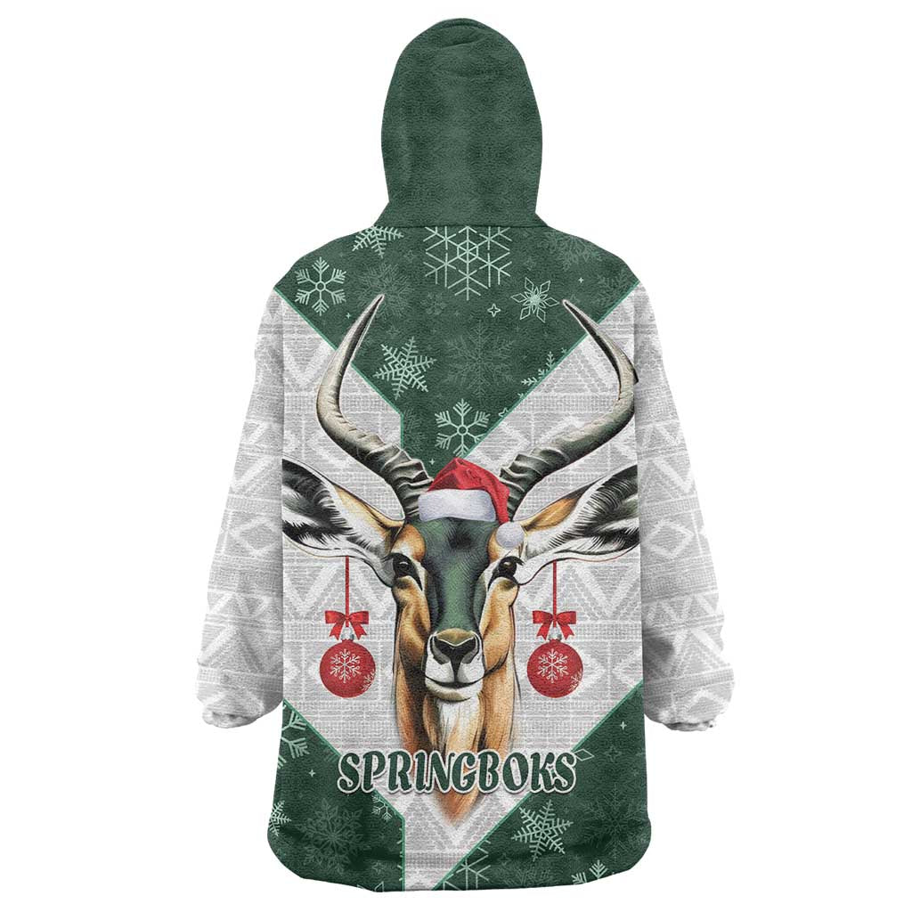 South Africa Springboks Christmas Wearable Blanket Hoodie Bokke Santa - Geseende Kersfees - Vibe Hoodie Shop