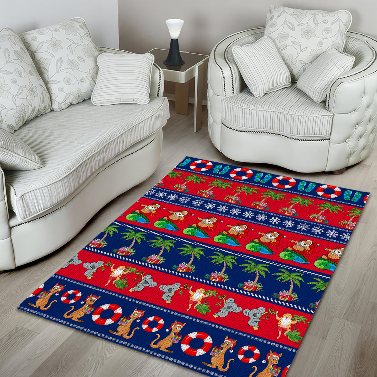 Australia Christmas Area Rug Aussie Santa Claus Beach Xmas Vibes - Vibe Hoodie Shop