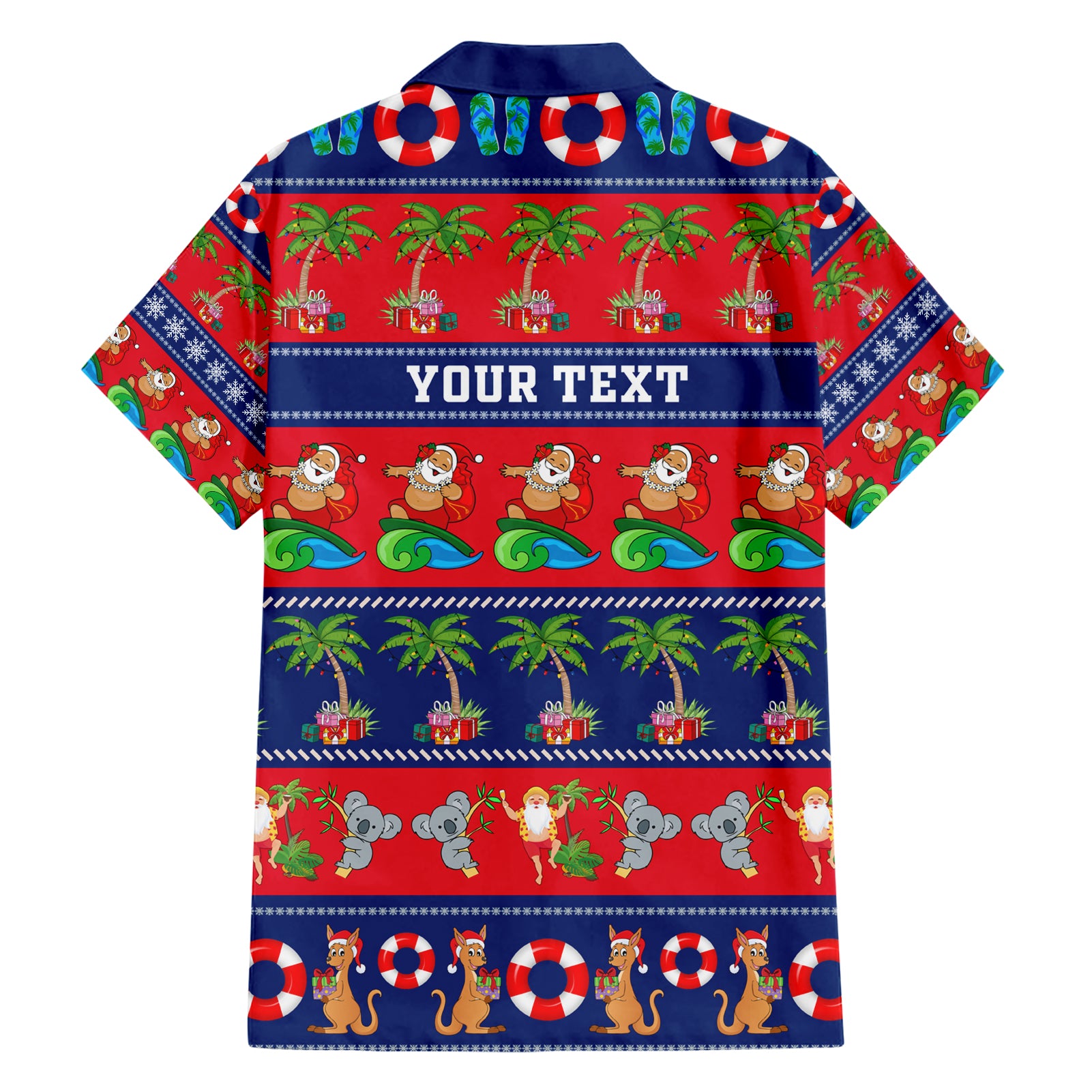 Personalised Australia Christmas Hawaiian Shirt Aussie Santa Claus Beach Xmas Vibes - Vibe Hoodie Shop