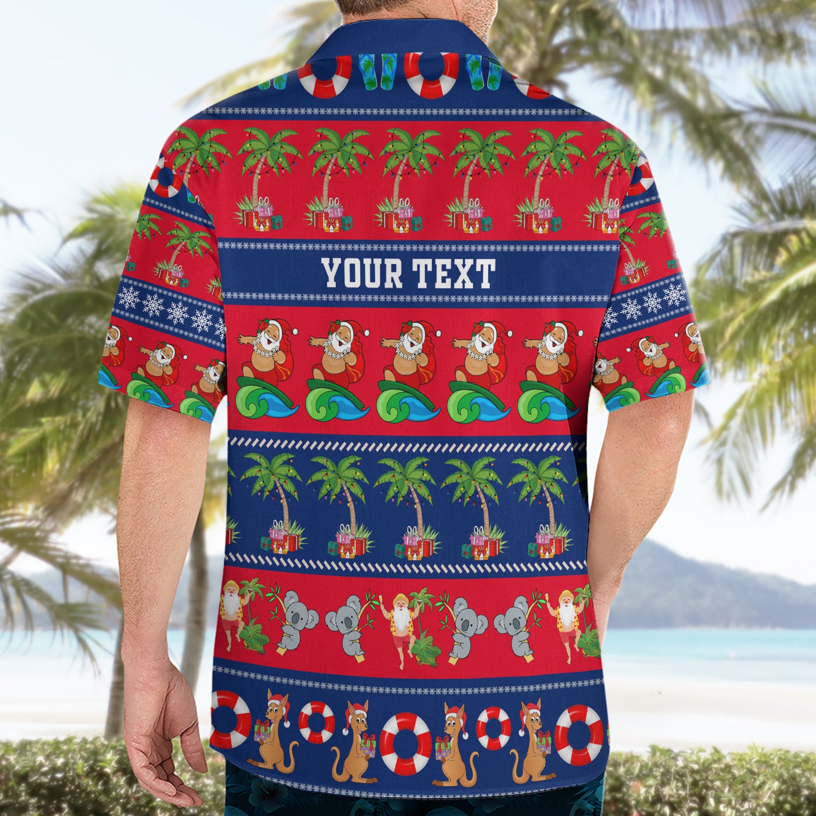 Personalised Australia Christmas Hawaiian Shirt Aussie Santa Claus Beach Xmas Vibes - Vibe Hoodie Shop