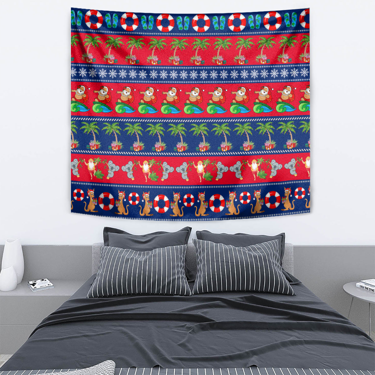 Australia Christmas Tapestry Aussie Santa Claus Beach Xmas Vibes - Vibe Hoodie Shop