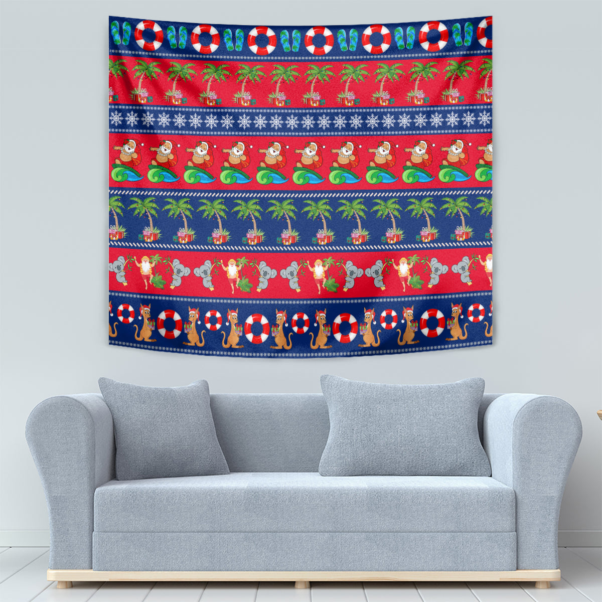 Australia Christmas Tapestry Aussie Santa Claus Beach Xmas Vibes - Vibe Hoodie Shop