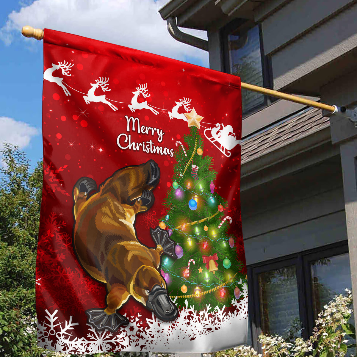 Australia Christmas Garden Flag Aussie Platypus Xmas Vibes - Vibe Hoodie Shop