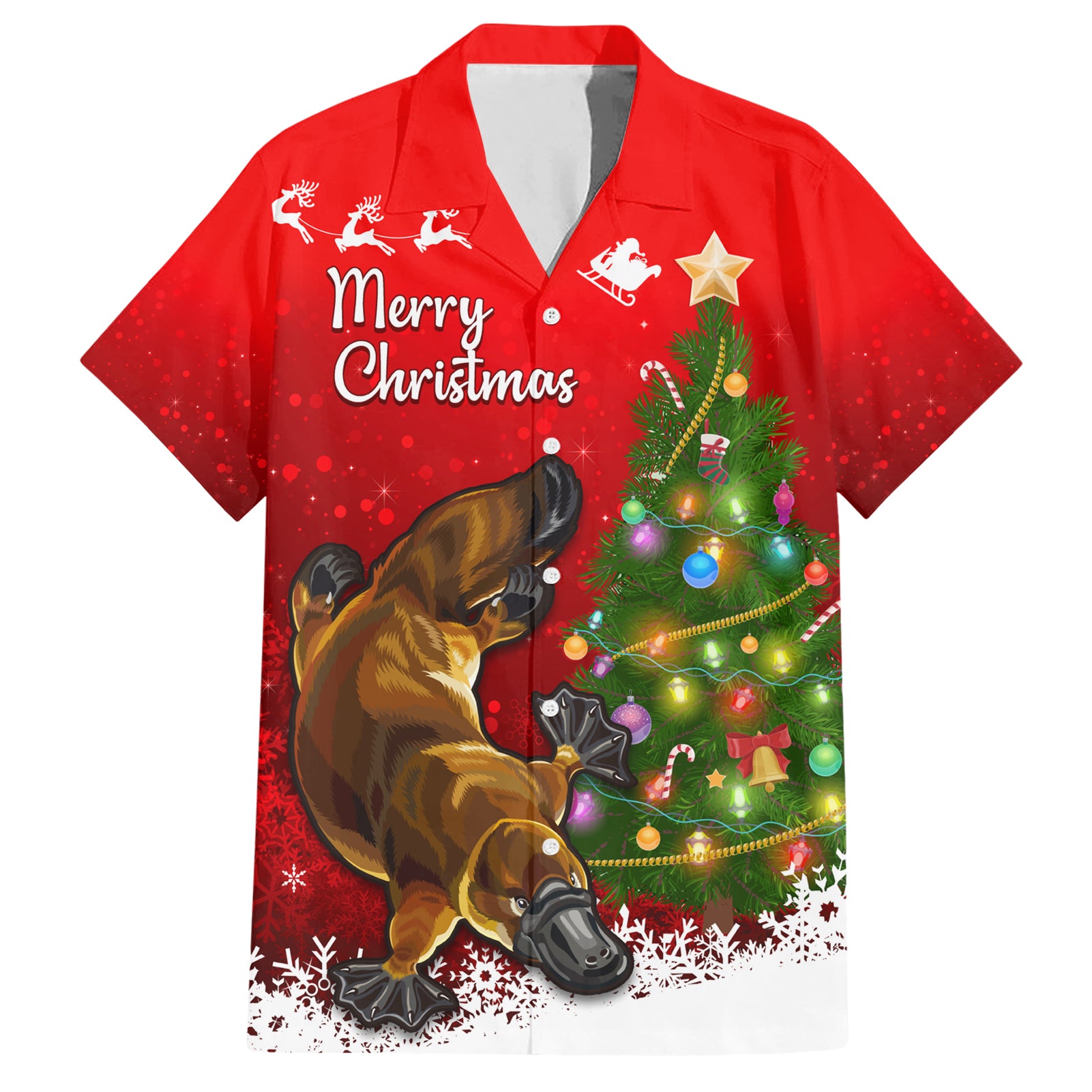 Personalised Australia Christmas Hawaiian Shirt Aussie Platypus Xmas Vibes - Vibe Hoodie Shop