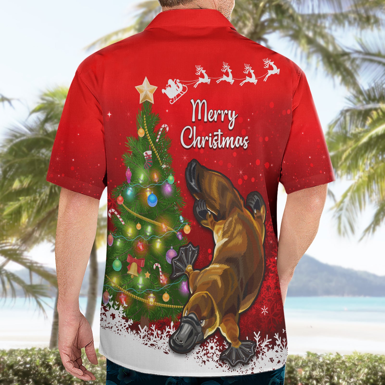 Personalised Australia Christmas Hawaiian Shirt Aussie Platypus Xmas Vibes - Vibe Hoodie Shop