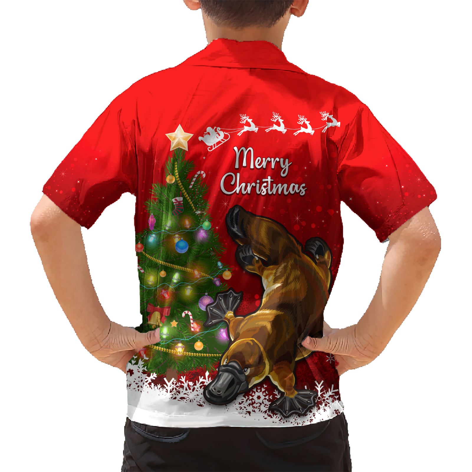 Personalised Australia Christmas Hawaiian Shirt Aussie Platypus Xmas Vibes - Vibe Hoodie Shop